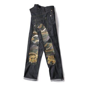 Daruma Comic Pattern Daicock Print Carrot Fit Jeans Men's